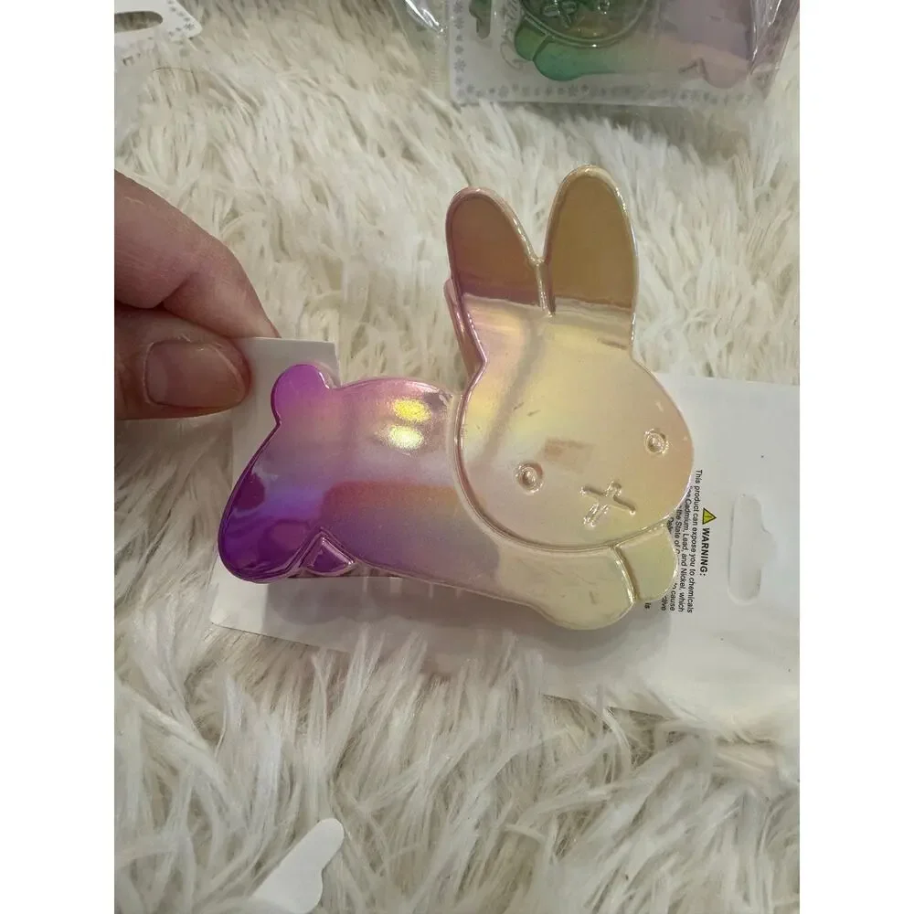 Miffy hair claw clip with iridescent gradient from purple to gold